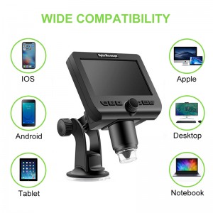 Безжичен цифров микроскоп 1000X увеличения с 4.3 инчов екран с 8 светодиодни светлини за iPhone Android Windows Kids Ученически и възрастни компл...