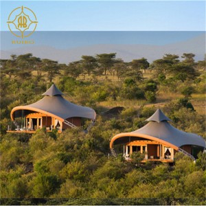 Фабрично сглобяема луксозна PVDF мембрана материал стоманена конструкция Хотелска къща палатка