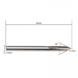 60 градуса V бит, EnPoint метален гравиращ бит карбид с твърд накрайник с форма на CNC гравиране с 2-флейта 1/8 \"3.175 мм ръб 0.1 мм накрайник, м...