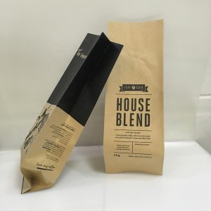 Персонализиран печат Термо печат Крафт хартия кафеено зърно Опаковка хартиени торбички с клапан