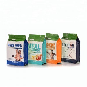 Производител 1 кг Долен протеин добавки чанта чанта с прозрачен прозорец квадратно дъно чанта кутия чанта с цип отгоре