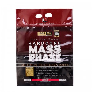 Производител 1 кг Долен протеин добавки чанта чанта с прозрачен прозорец квадратно дъно чанта кутия чанта с цип отгоре