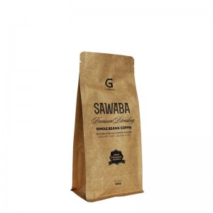 Проста крафт чанта за кафе Quad Seal Box Долна опаковка