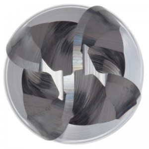 Карбидна сферична носова мелница, изключително дълъг обхват, без покритие (ярко) покритие, спирала 30 градуса, 4 флейти, 3 \"обща дълж...