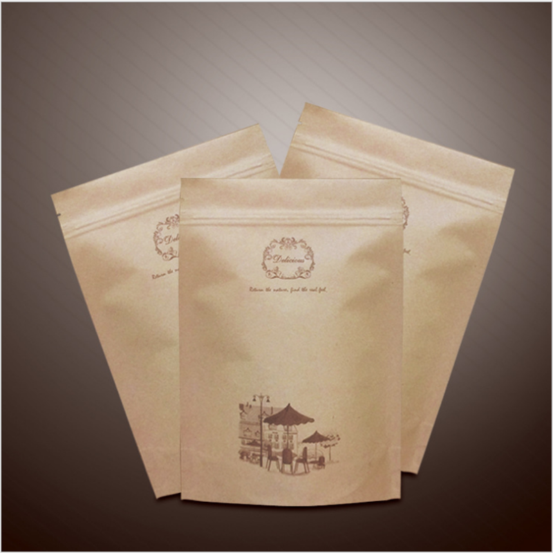 Добро качество, често използвани крафт хартиени торбички 3 странични торбички за опаковане на кафе с ядки за ядки ориз