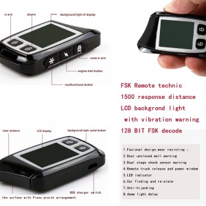 автомобилен код грайфер с два FSK LCD предавателя дистанционна аларма за кола 500м