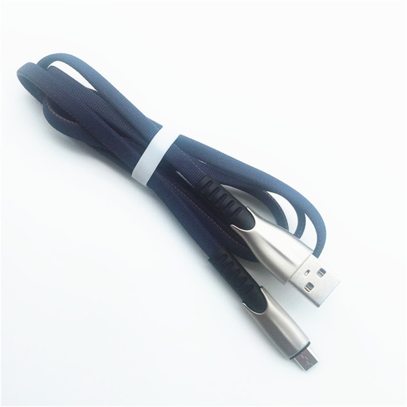KPS-1001CB Micro Портативно преносимо 1m 2A цинкова сплав Плат тъкане микро USB кабел