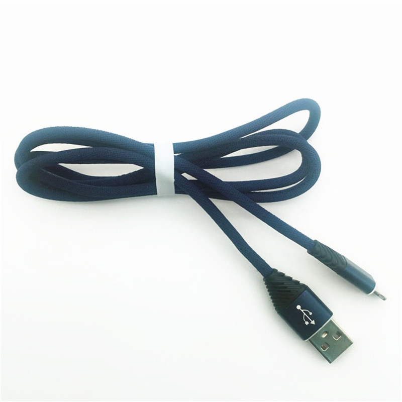KPS-1004CB 8pin Висококачествен 1M 2.2A памучен тъкачен кабел за бързо зареждане с USB