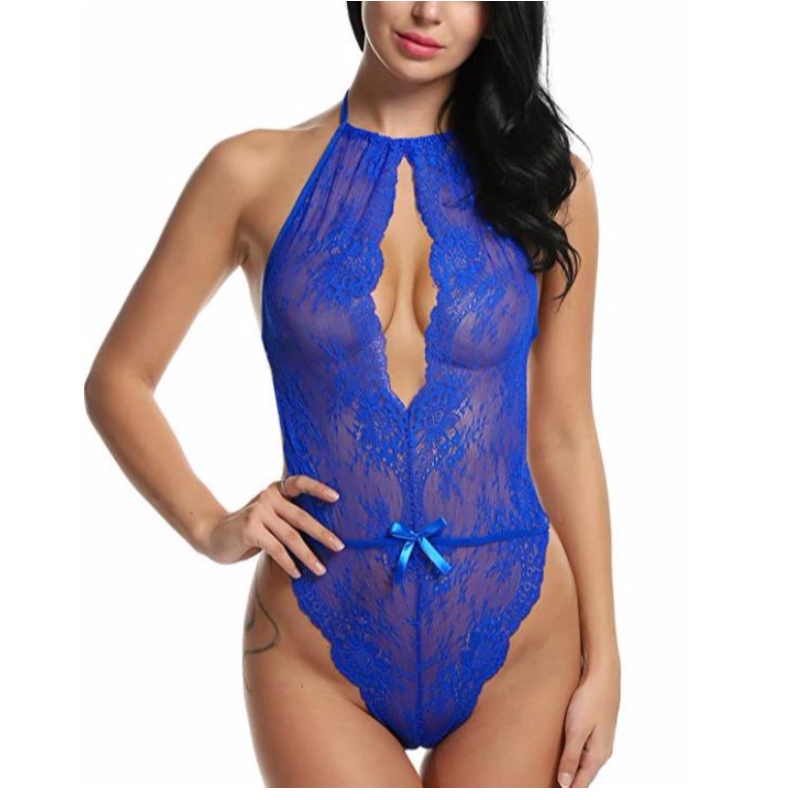 Секси бельо за жени Teddy One Piece Lace Babydoll Bodysuit Rose-team