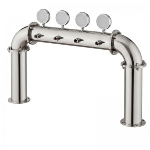 Оборудване за разпространение на бира Бар Ресторант Винна колона от висок клас с 4 дупки Вина Кула за вино с лампа PVD