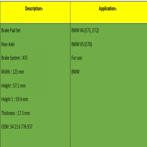 Спирачни накладки (OE: 34 21 6 776 937)