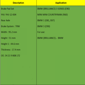Спирачни накладки (OE: 3421 9808172)