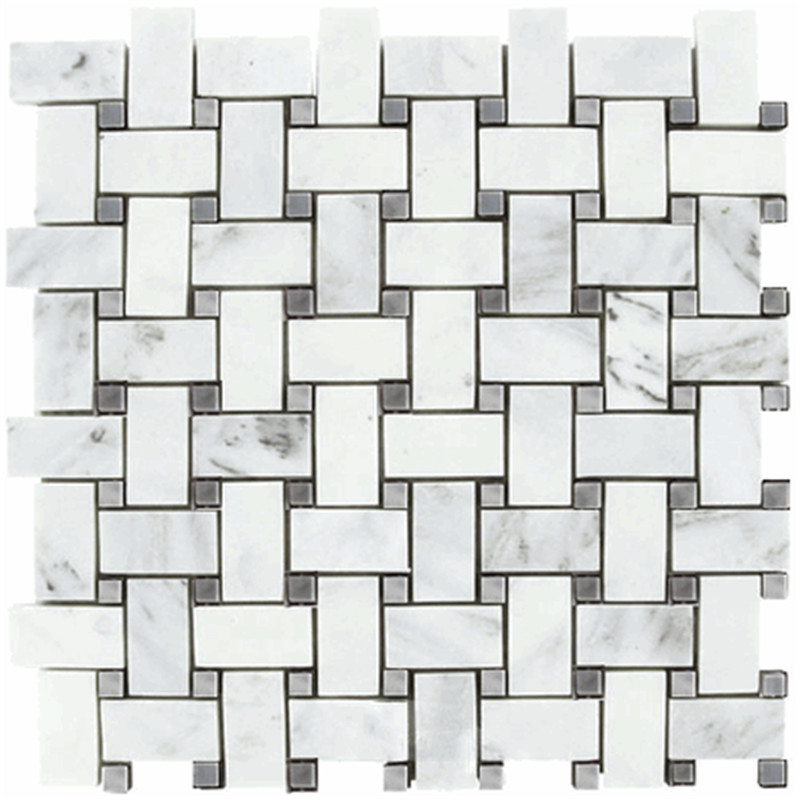 Carrara bianco изпъстряна шеварна мулти мраморна подова мозайка за стена
