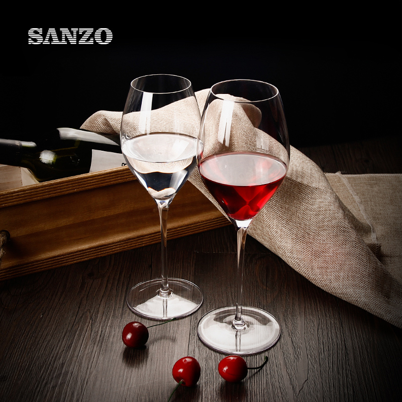 Комплект черни цветни чаши за вино SANZO, ръчно изработени без олово, кристално наклонени очила за уста, висока форма ваза