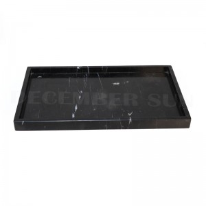 Висококачествена черна правоъгълна мраморна тава