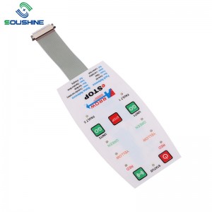 Мембранен превключвател с LED и релефен бутон, гланцово повърхностно решение