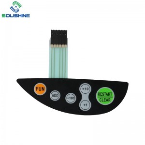 OEM висококачествена 6 релефна бутонна мембранна клавиатура с конектор