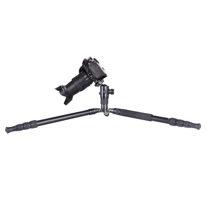 Комплект триножки Kingjoy Travel Tripod, алуминиев статив за видеокамера с теглеща глава за теглене, централна колона, регулируем ъгъл на крака, съвместим за Canon Nikon DSLR видео снимане