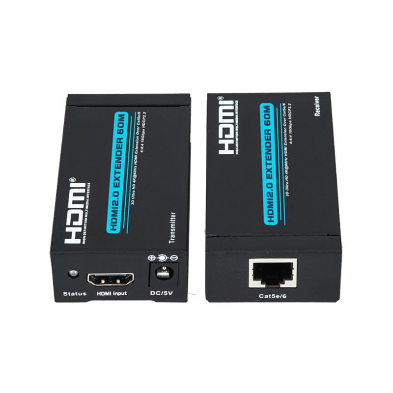 V2.0 HDMI удължител 60m Над единичен cat5e / 6 кабелна поддръжка Ultra HD 4Kx2K @ 60Hz HDCP2.2