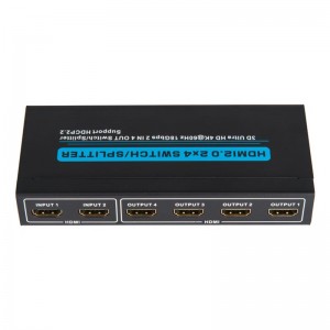 Поддръжка на V2.0 HDMI 2x4 Switch \/ Splitter 3D Ultra HD 4Kx2K @ 60Hz HDCP2.2