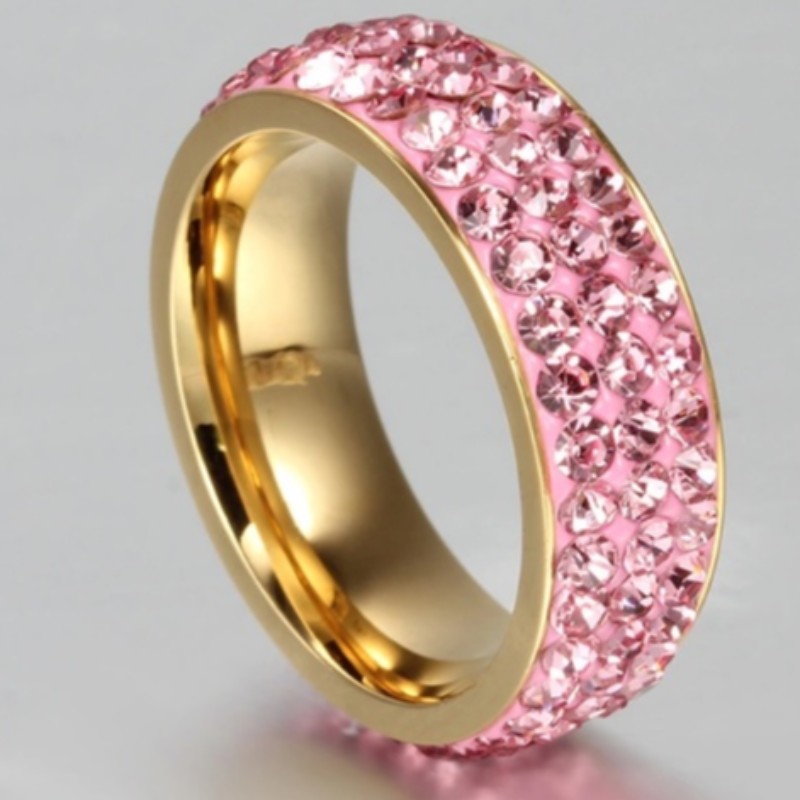 Кристална лента пръстени златни пръстени розово злато сребърни пръстени розово сини пръстени