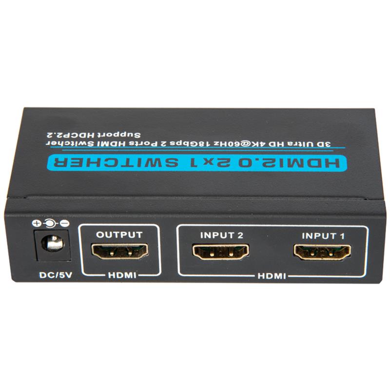 Поддръжка на V2.0 HDMI 2x1 превключвател 3D Ultra HD 4Kx2K @ 60Hz HDCP2.2
