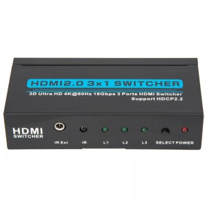 Поддръжка на V2.0 HDMI 3x1 превключвател 3D Ultra HD 4Kx2K @ 60Hz HDCP2.2
