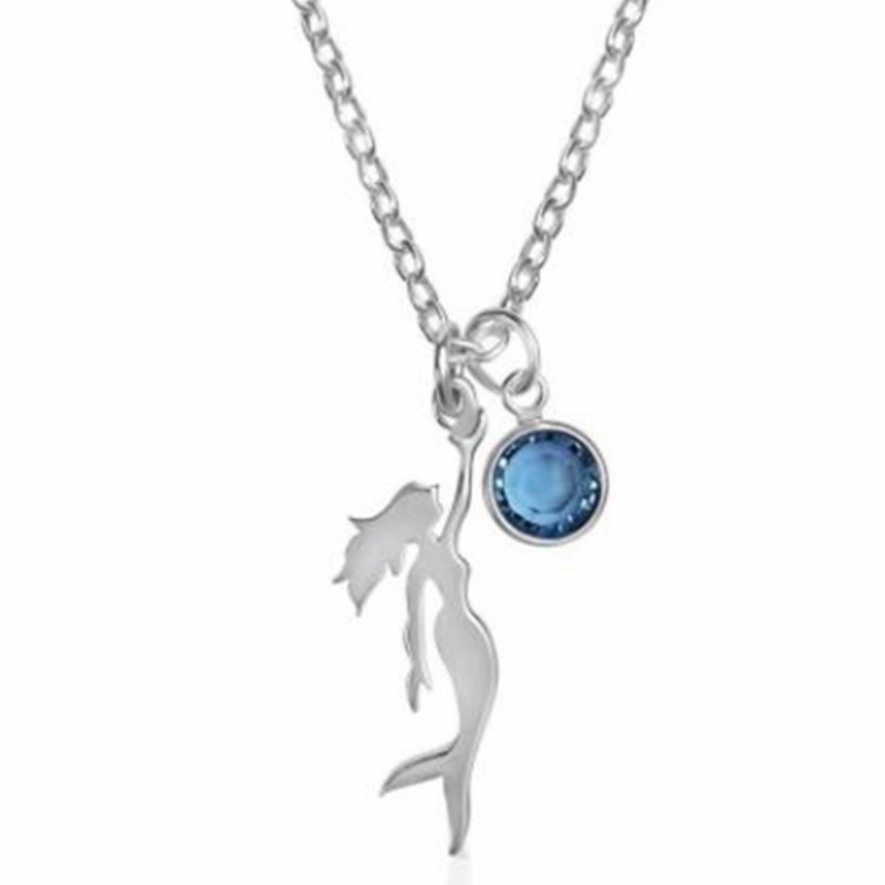 Висулка от русалка от скъпоценни камъни, океанско синьо колие 925 сребро