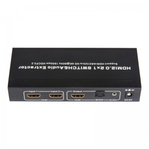 Поддръжка на превключвател и аудио екстрактор V2.0 HDMI 2x1 ARC Ultra HD 4Kx2K @ 60Hz HDCP2.2 18Gbps