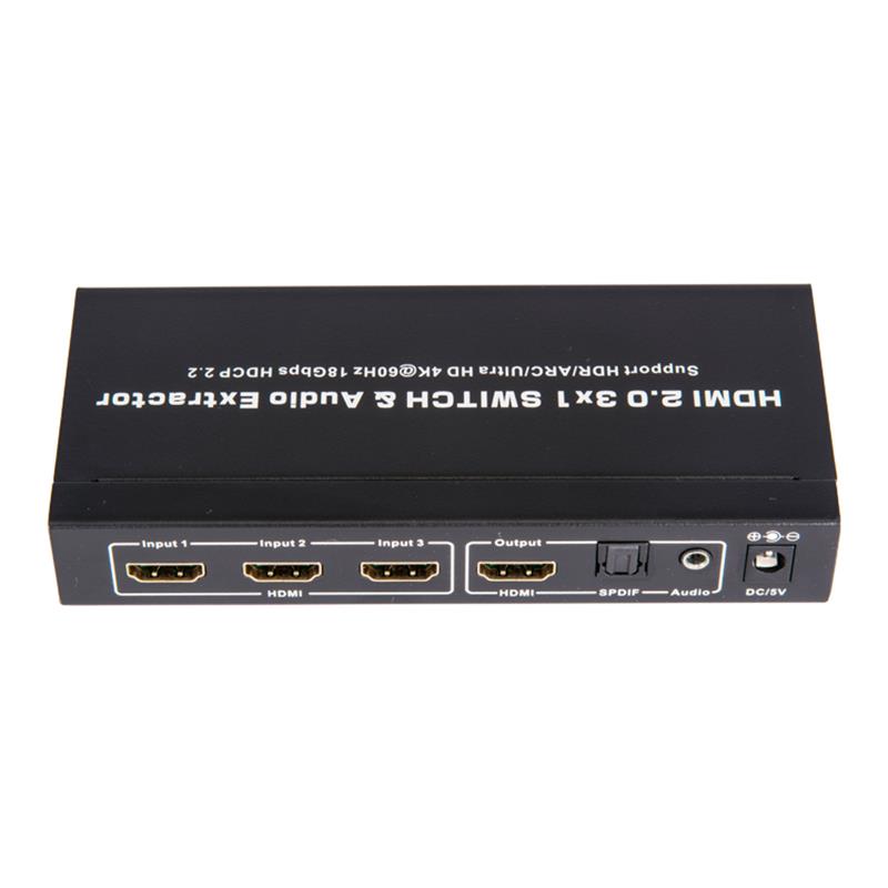 Поддръжка на V2.0 HDMI 3x1 превключвател и аудио екстрактор ARC Ultra HD 4Kx2K @ 60Hz HDCP2.2 18Gbps