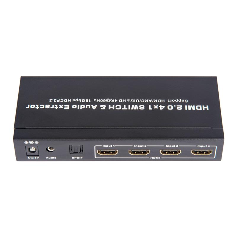 Поддръжка на превключвател и аудио екстрактор V2.0 HDMI 4x1 ARC Ultra HD 4Kx2K @ 60Hz HDCP2.2 18Gbps