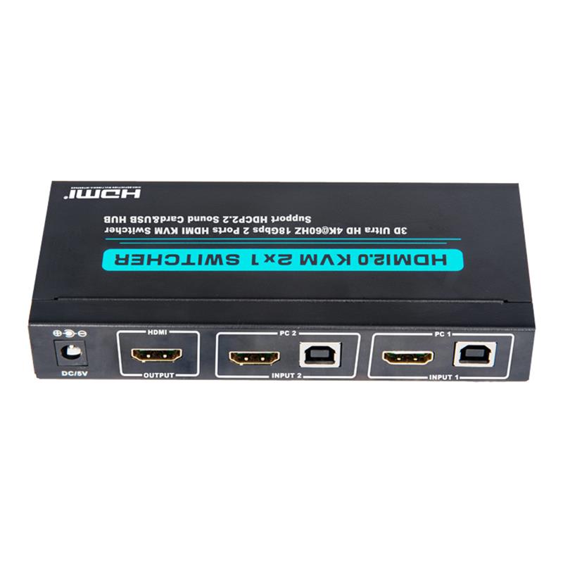 V2.0 HDMI KVM 2x1 Switch Support Ultra HD 4Kx2K @ 60Hz HDCP2.2 18Gbps Звукова карта и USB хъб