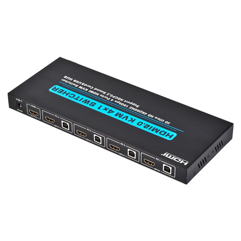 V2.0 HDMI KVM 4x1 Switch Support Ultra HD 4Kx2K @ 60Hz HDCP2.2 18Gbps Звукова карта и USB хъб