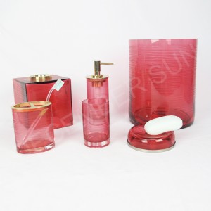 Кръгли ивици за гравиране с комплект цветни аксесоари за баня от стъкло