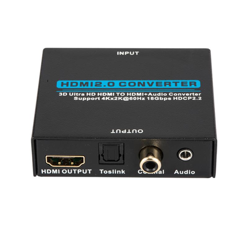 V2.0 HDMI Аудио екстрактор HDMI към HDMI + Аудио конвертор Поддръжка 3D Ultra HD 4Kx2K @ 60Hz HDCP 2.2 18Gbps