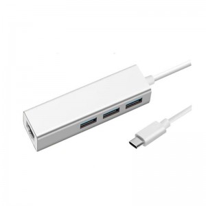 USB тип C към LAN (1000M) + USB 3.0x3 адаптер за концентратор
