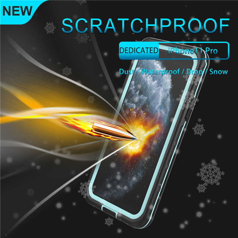 Водоустойчив аксесоари за мобилен телефон водоустойчив чанта за потапящ се калъф за iphone 11 pro (син) със здрав цвят заден капак