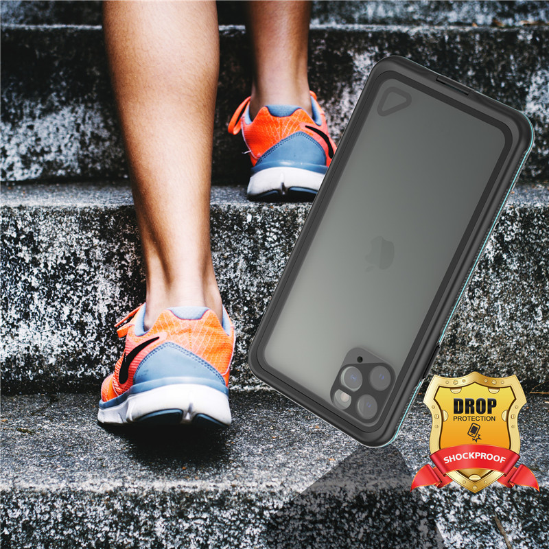 Най-добрият водоустойчив iphone 11 pro max case iphone pro case sunder iphone case (синьо) със прозрачно покритие