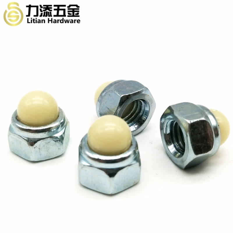 Висококачествена DIN986 цинкова M3-M12 карбонова стомана Nylon hex cap nut