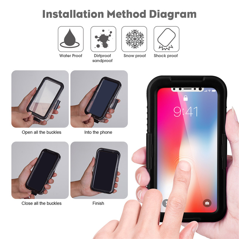 Водоустойчив калъф за мобилен телефон iphone XS водоустойчив калъф евтин удароустойчив калъф за iphone (черен)