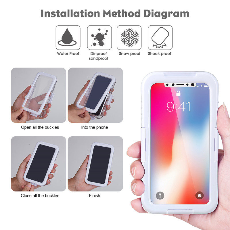 Водо- и удароустойчив калъф за iphone водоустойчив калъф близо до мен подводен калъф за телефонна камера за iphone XS （бял)