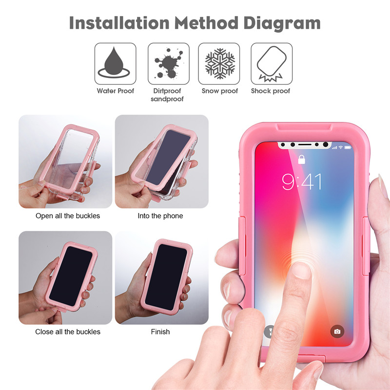 Ипон XR i68 калъф водоустойчив телефонен портфейл всичко е доказателство (Розов)