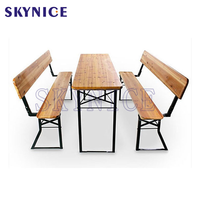 Немска сгъваема дървена маса за бира и комплект пейка