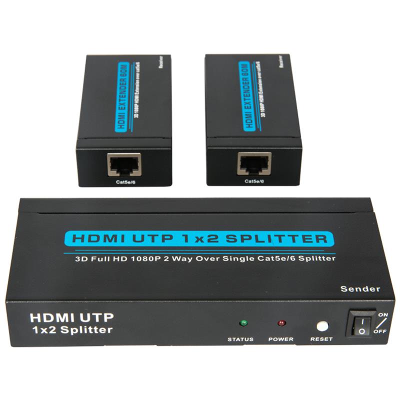 2 порта UTP HDMI 1x2 сплитер над единичен Cat5e / 6 С 2 приемника до 60м