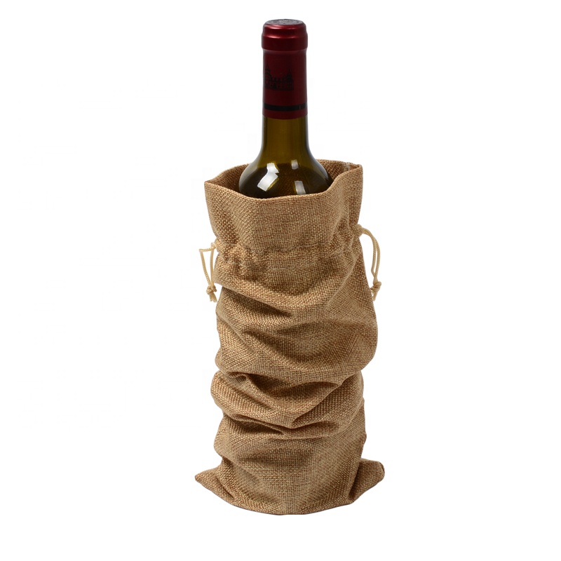 SGS53 Rustic Jute Burlap Винени торбички Dravstring Wine Bottle Covers Reusable Bottle Wrap