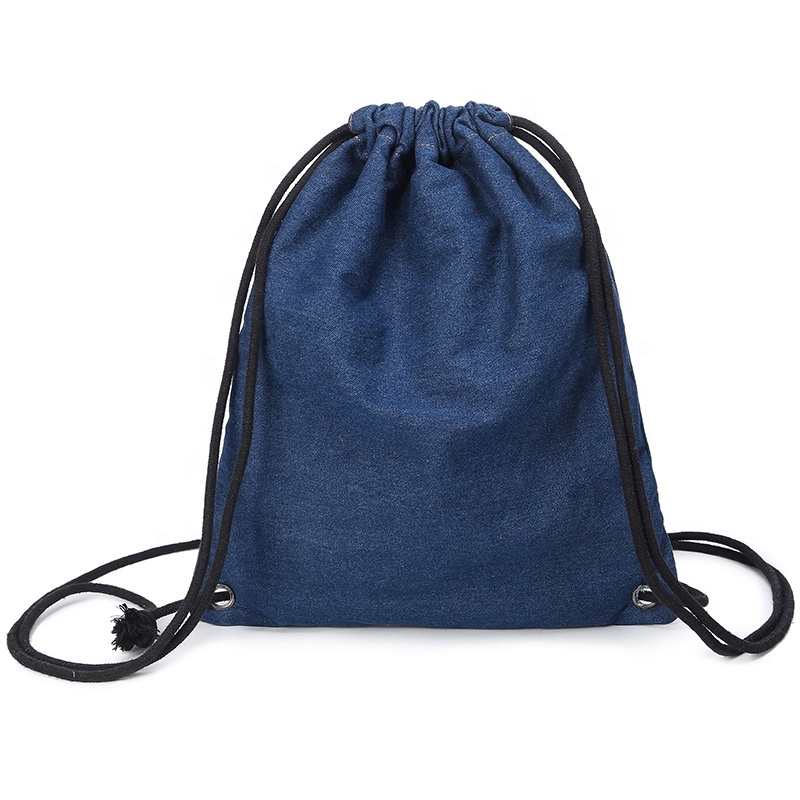 SG70 Нов дизайн Top Soll School Kids Студент Котън Canvas Denim Dravstring Backpack