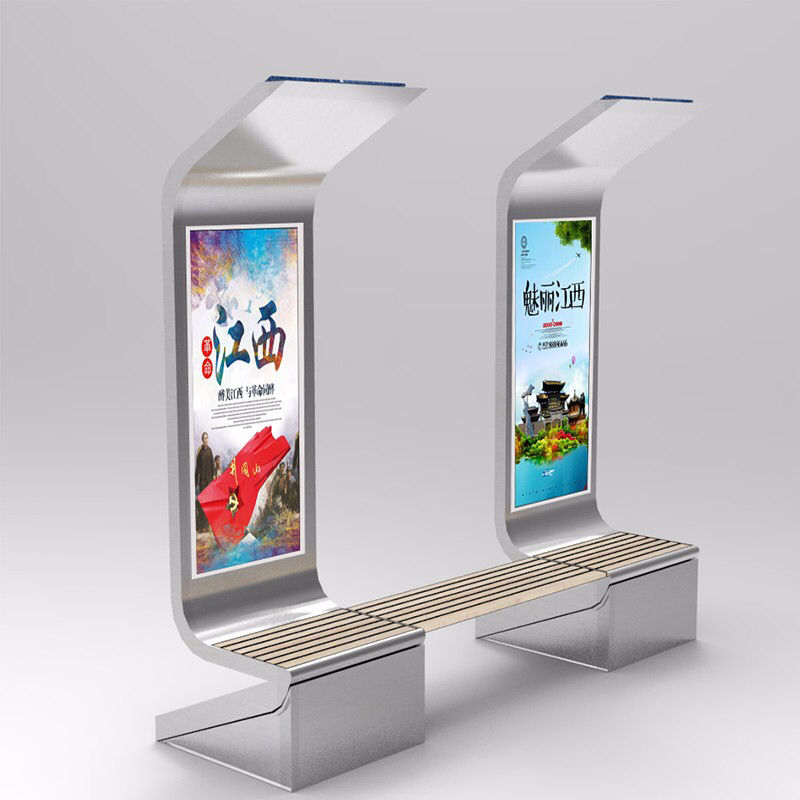 Соларна мощност Рекламно оборудване Голям дисплей Light Box телефон зарежда интелигентни външни мебели