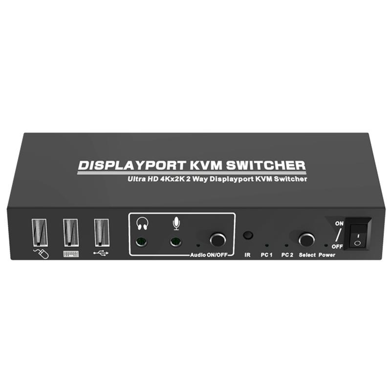 Displayport KVM 2x1 Switcher Поддръжка 3D Ultra HD 4Kx2K @ 60Hz