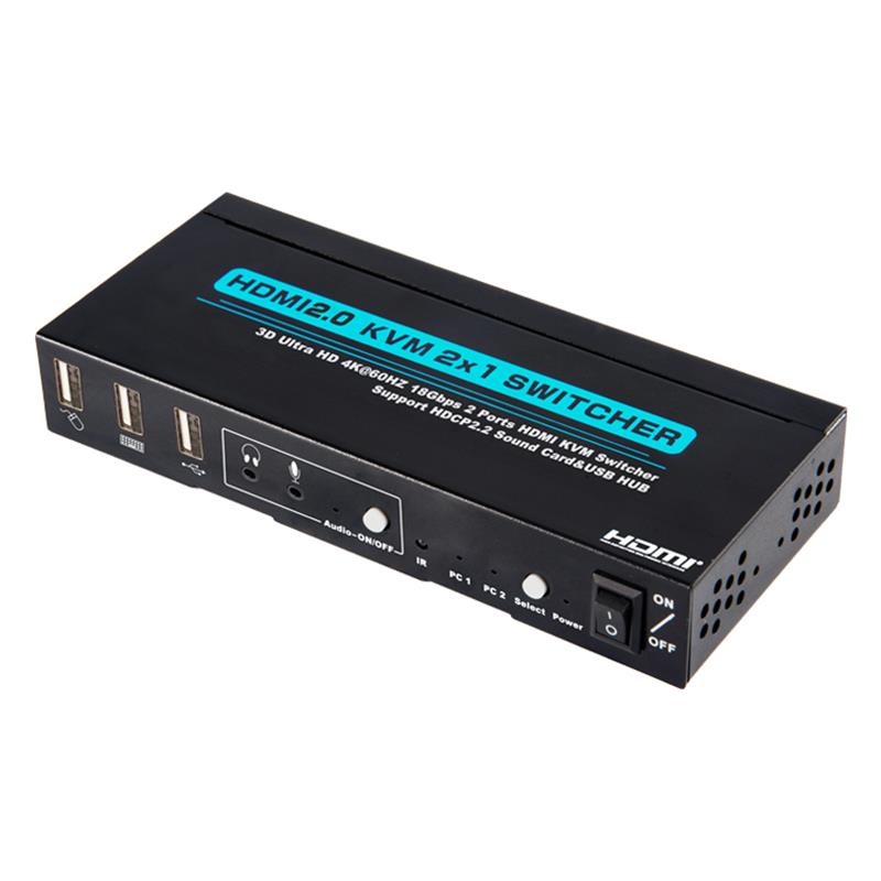 V2.0 HDMI KVM 2x1 Превключвател Поддръжка 3D Ultra HD 4Kx2K / 60Hz