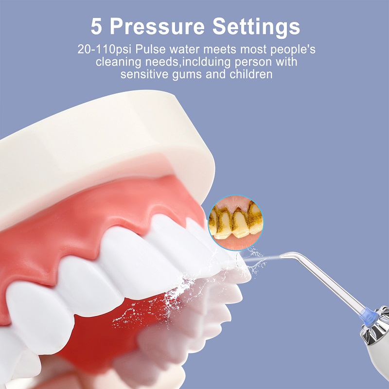 H2ofloss Water Flosser Professional безжичен зъбен орален иригатор - преносим и зареждащ се IPX7 водоустойчив воден конденз за почистване на зъби, 300ml резервоар за дома и пътуване (HF-6)